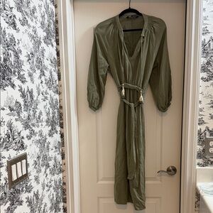 Zara Green Long Sleeve Dress with Tie